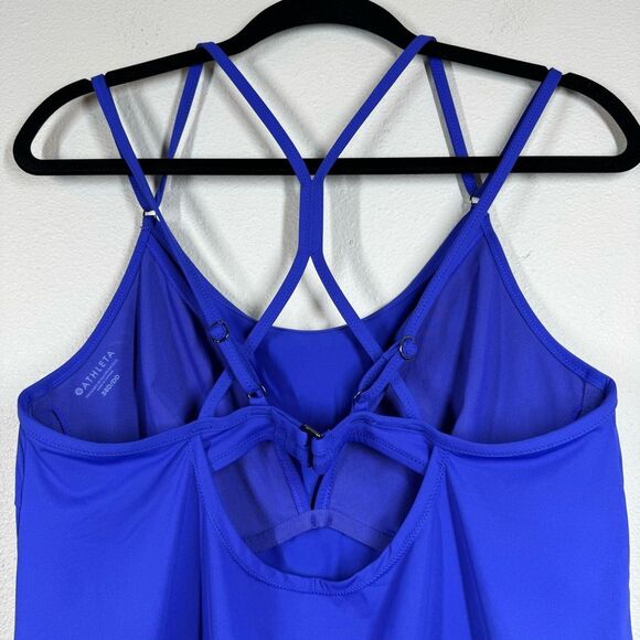 Athleta Cross Back Tank Blousy Swim Suit Top Tankini Caspian Blue 38D To 38DD - Picture 4 of 9